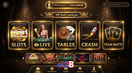 Main screen of E28 casino page for PK players